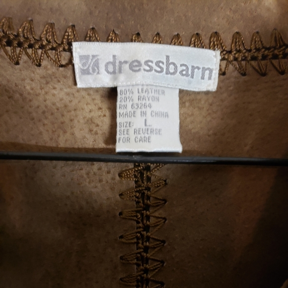 Dress Barn Brown Leather Embroidered Light Top - Picture 2 of 6